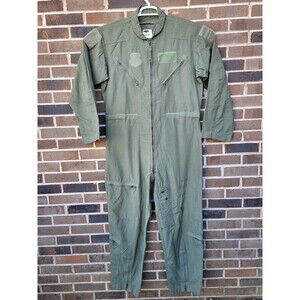 US Air Force Flyers Coveralls Mens 46R Sage Green Flight Suit CWU-27/P Military